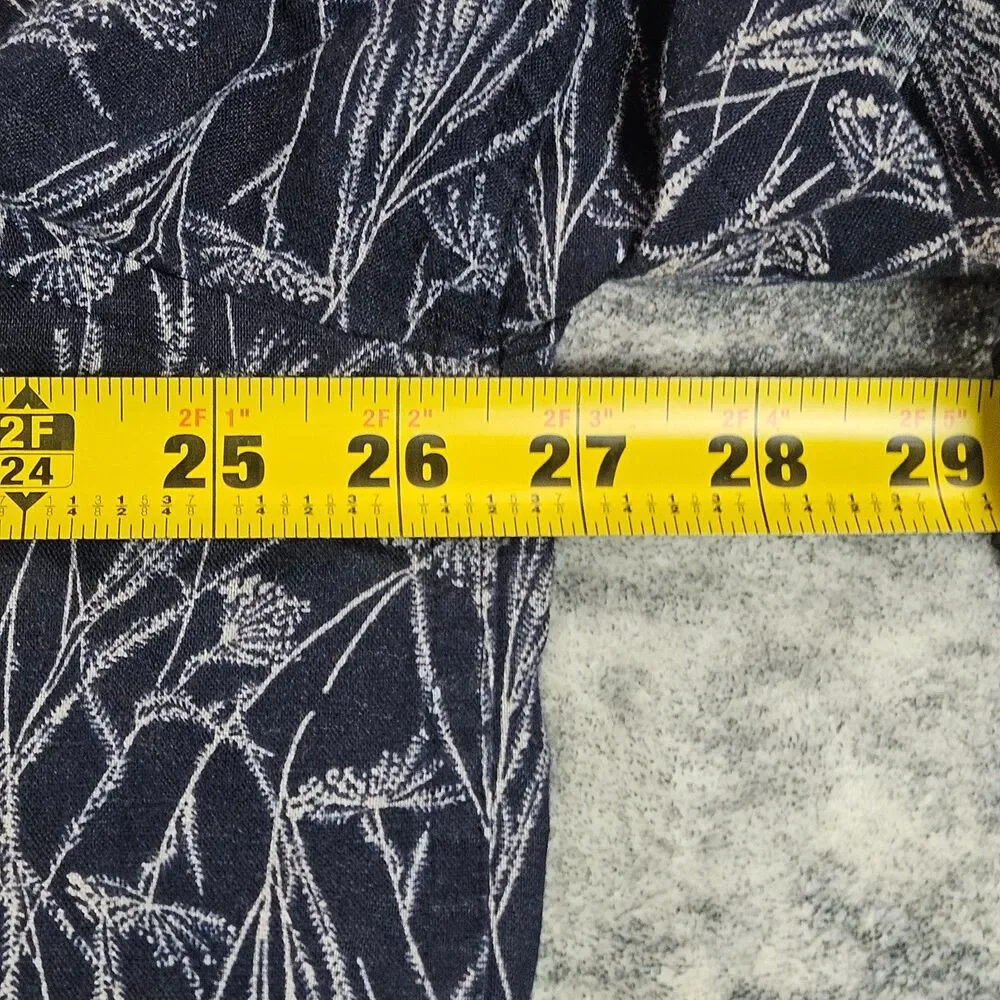 Banana Republic Mens Shirt 2XL Blue Floral Linen Blend Slim Fit Camp Resort